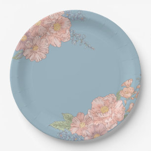 Rosa und blaue Shabby Chicen Pappteller