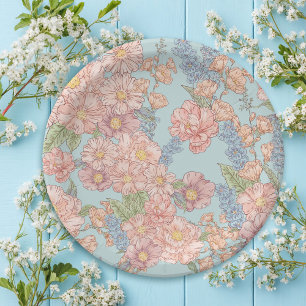 Rosa und blaue Shabby Chicen Pappteller