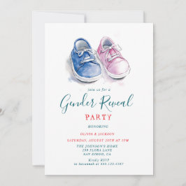 Rosa und blaue Sneakers Gender Reveal Party Einladung