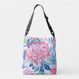 Rosa und blaue Sommer-Blume Tragetaschen Mit Langen Trägern