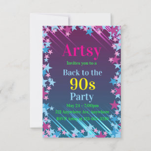 Rosa und blaue Sterne Einladung