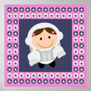Rosa und blaue Sterne Spacegirl Poster