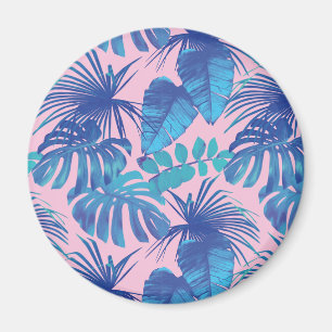 Rosa und blaue tropische Folien personalisiert Magnet