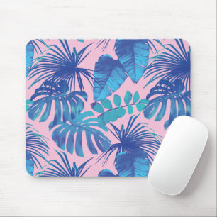 Rosa und blaue tropische Folien personalisiert Mousepad