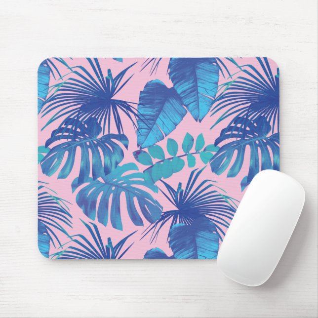Rosa und blaue tropische Folien personalisiert Mousepad (Mit Mouse)