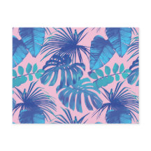 Rosa und blaue tropische Leaf-Design