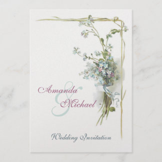 Rosa und blaue "vergisme-nots"-Hochzeit Einladung