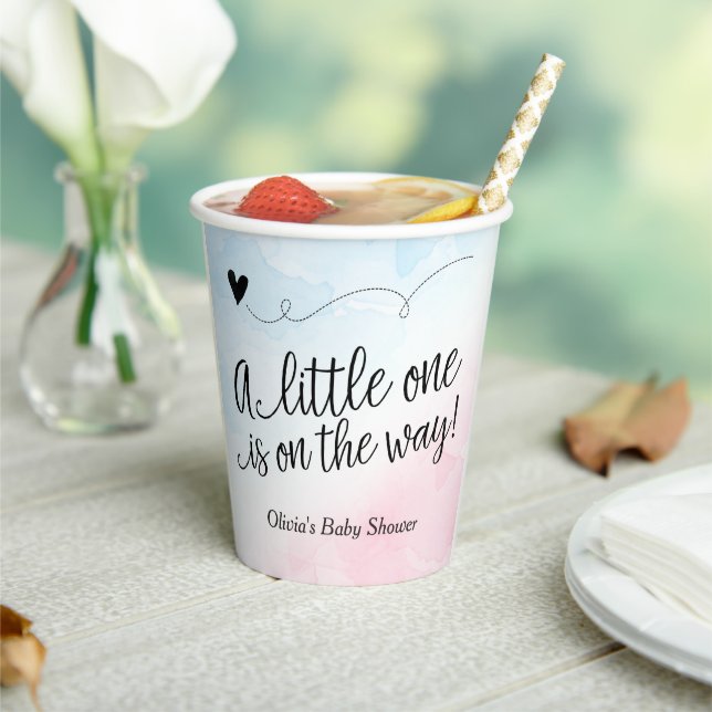 Rosa und blaue Wasserfarbe Geschlecht zeigen Baby- Pappbecher (In Situ)