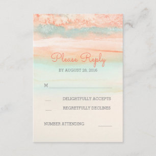 Rosa und blaue Wasserfarbe Hochzeit RSVP Karte