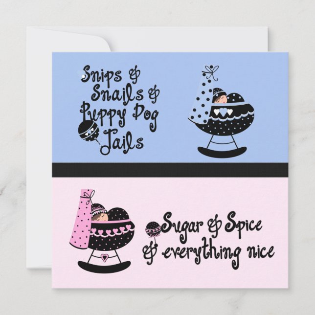 Rosa und blaue Wiege - Party Einladung (Vorderseite)