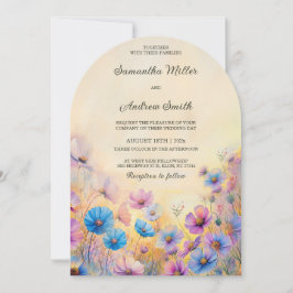 Rosa und blaue Wildblume Einladungen für Hochzeite