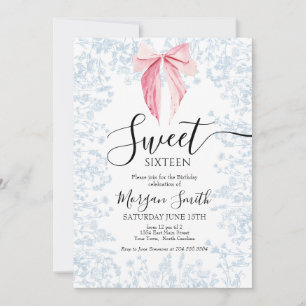 Rosa und blauer Bogen 16 . Geburtstag Geburtstag Einladung
