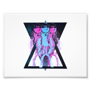 Rosa und blauer Hipster der Kosmonaut Fotodruck