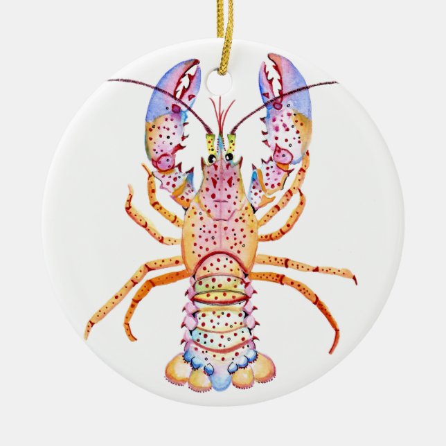 Rosa und blauer Hummer Keramik Ornament (Vorne)