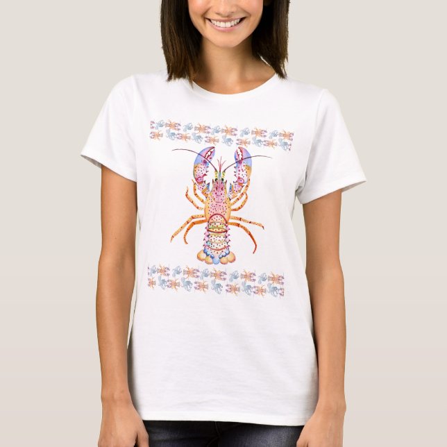 Rosa und blauer Hummer T-Shirt (Vorderseite)