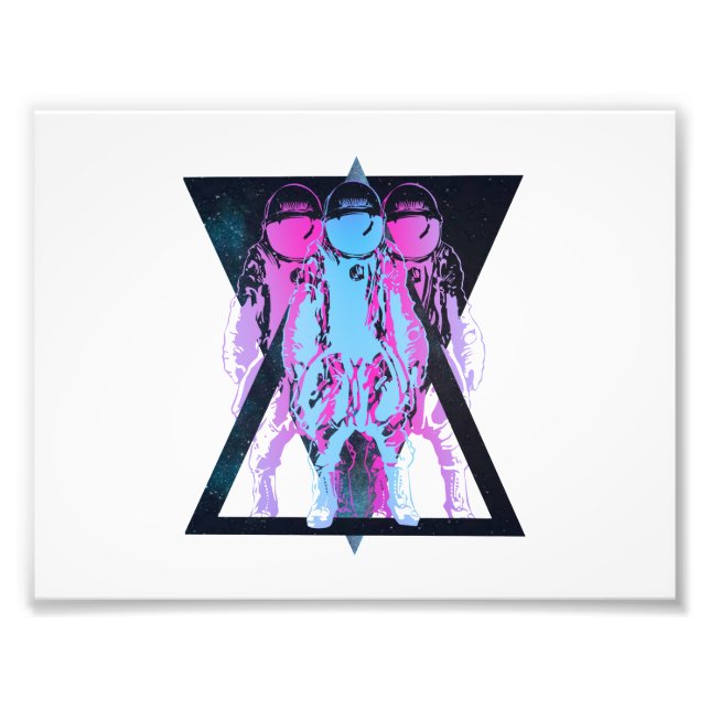 Rosa und blauer Kosmonaut-Hipster Fotodruck (Vorne)