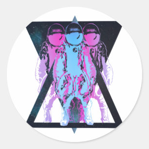 Rosa und blauer Kosmonaut-Hipster Runder Aufkleber