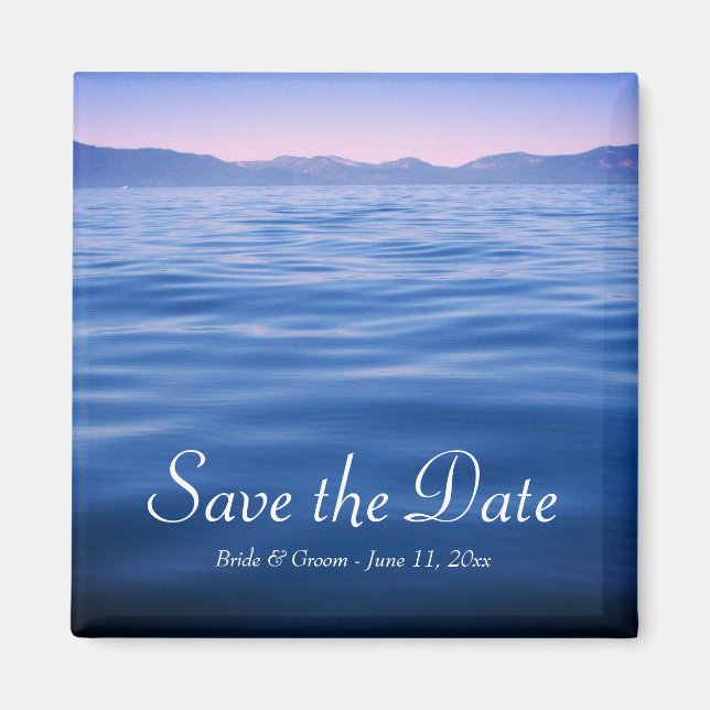 Rosa und Blauer See Tahoe Foto Save the Date Magnet (Vorne)