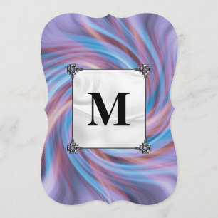 Rosa und Blauer Swirl Einladung