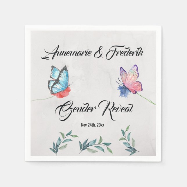 Rosa und blaues Aquarellpapier Napkin Serviette (Vorderseite)