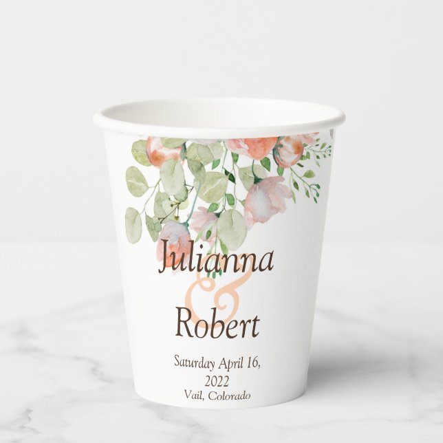 Rosa und blaues Aquarellpapier Pappbecher (Vorderseite)