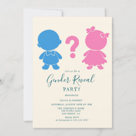 Rosa und blaues Baby Silhouette Gender Reveal Part Einladung