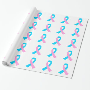 Rosa und blaues Band-Bewusstsein Geschenkpapier