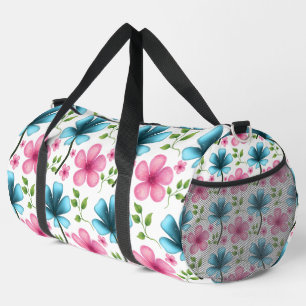 Rosa und blaues Blumenmuster Duffle Bag
