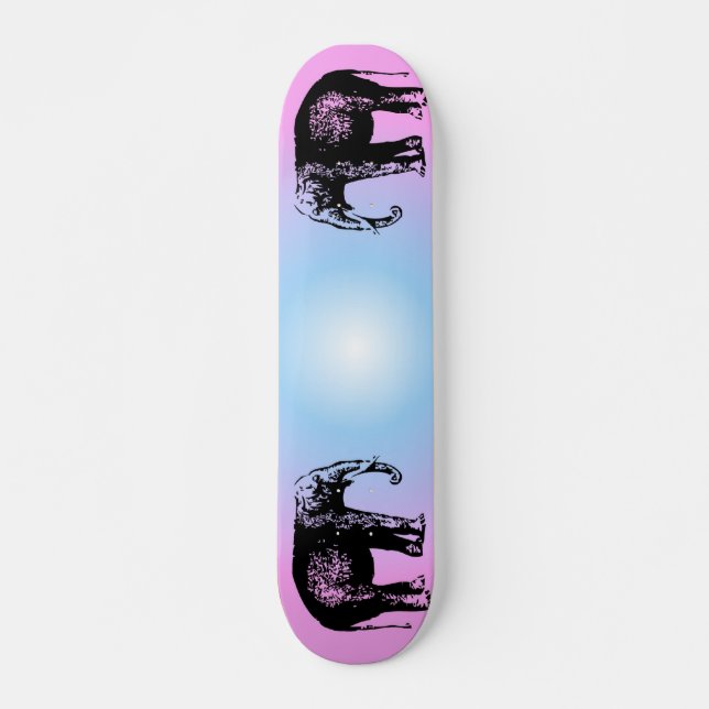 Rosa und blaues Elefant-Skateboard Skateboard (Vorne)
