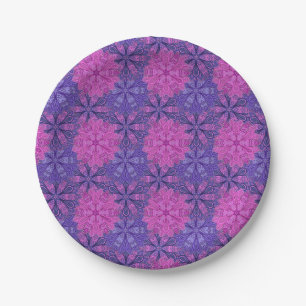 Rosa und blaues farbenfrohes Mandala-Muster Pappteller