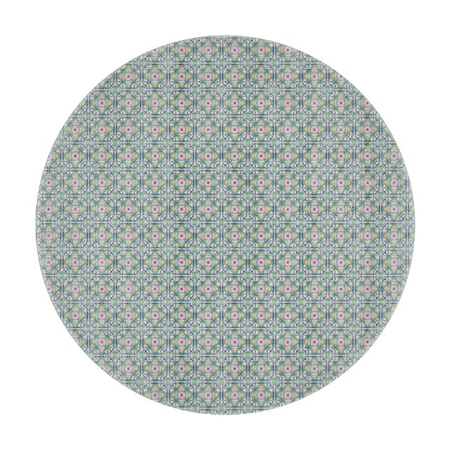 rosa und blaues Fliesenmuster Schneidebrett (Vorderseite)