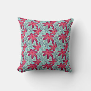 Rosa und blaues florales nahtloses Muster Kissen