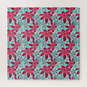 Rosa und blaues florales nahtloses Muster Puzzle