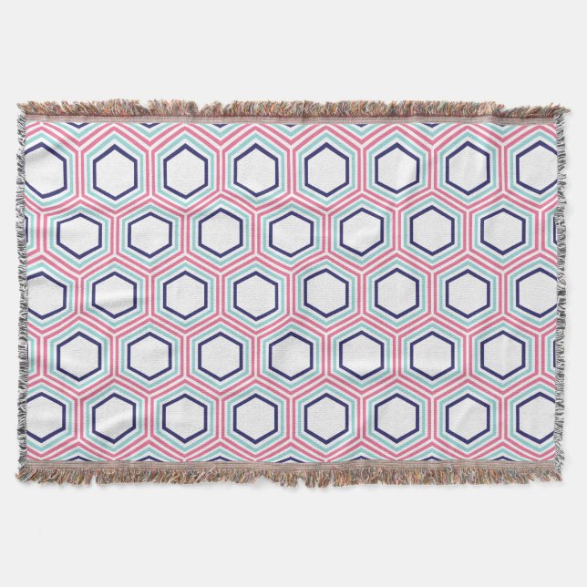 rosa und blaues geometrisches Muster Decke (Vorderseite)