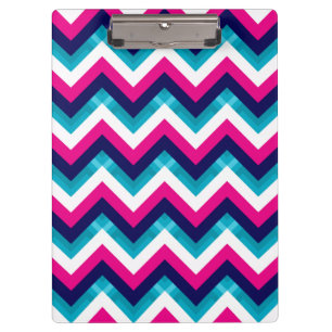 Rosa und blaues geometrisches Zickzack Muster Klemmbrett