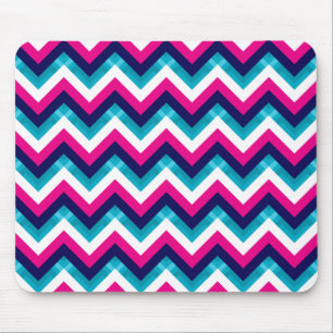 Rosa und blaues geometrisches Zickzack Muster Mousepad