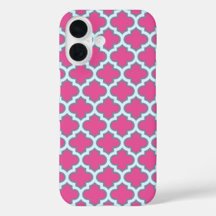 Rosa und blaues girly Vierblattmuster trendy süß iPhone 16 Hülle