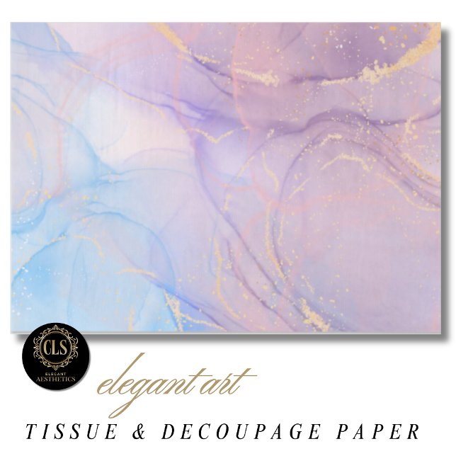 Rosa und blaues Gold-Glittermarmor Seidenpapier (pastel pink and purple and gold watercolor marble tissue paper)