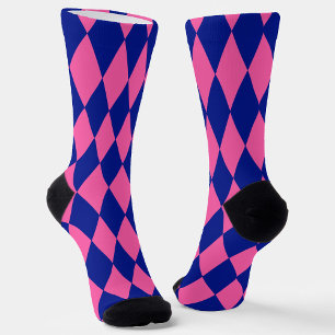 Rosa und blaues Harlekin-Karomuster Socken
