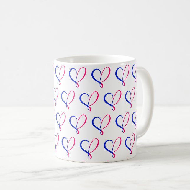Rosa und blaues Herz Kaffeetasse (VorderseiteRechts)