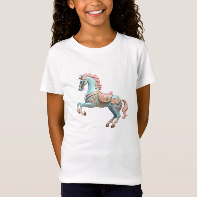 Rosa und blaues Karussell T-Shirt (Vorderseite)