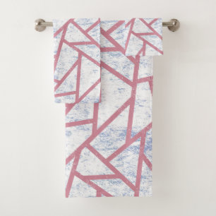 Rosa und blaues Mosaikmuster Badhandtuch Set