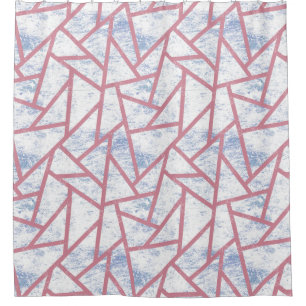 Rosa und blaues Mosaikmuster Duschvorhang