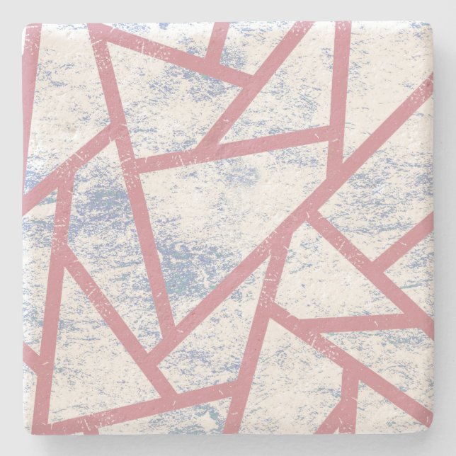 Rosa und blaues Mosaikmuster Steinuntersetzer (Vorderseite)