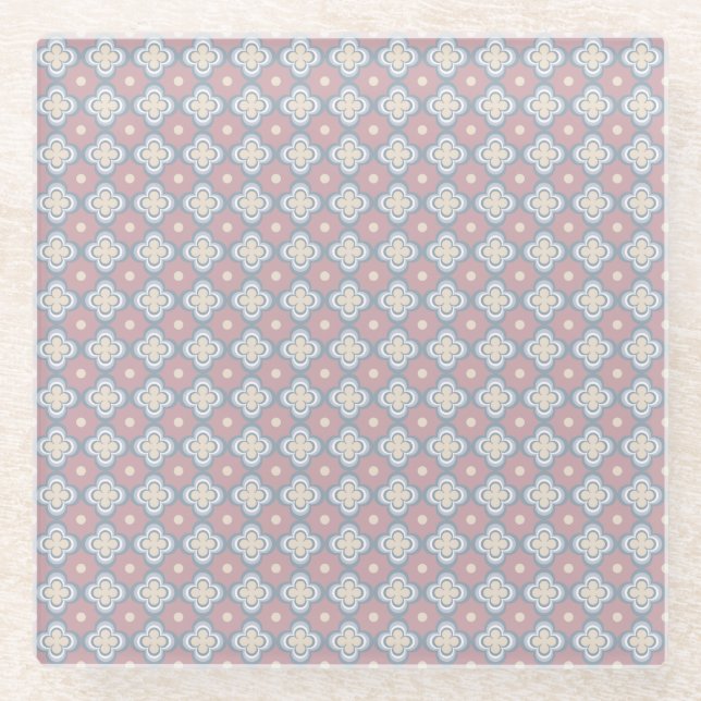 Rosa und blaues Muster Glasuntersetzer (Vorderseite)