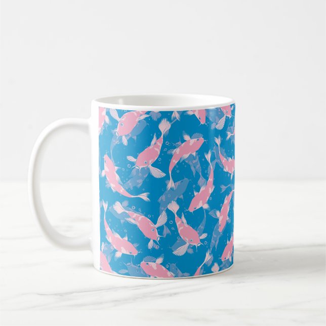 Rosa und blaues Muster - Koi Fish Kaffeetasse (Links)