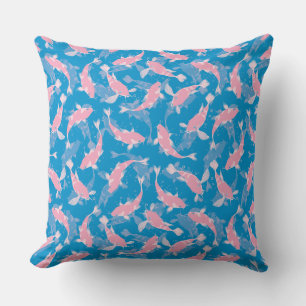 Rosa und blaues Muster - Koi Fish Kissen