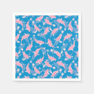 Rosa und blaues Muster - Koi Fish Serviette