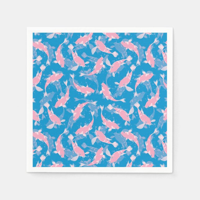 Rosa und blaues Muster - Koi Fish Serviette (Vorderseite)