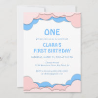 Rosa und blaues Papier schneiden ersten Geburtstag